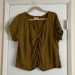 Madewell ruched front olive shirt